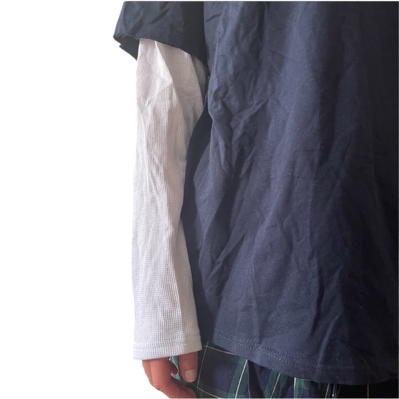 NWOT ORIGINAL USE Black White Layered Short + Long Sleeve Thermal Tee Shirt - M - Picture 12 of 16